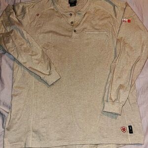 Ariat Men's Long-Sleeve Henley in Light Tan Mens Large